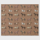 Elegante  gezadelde bruine paarden cadeaupapier (Vlak)