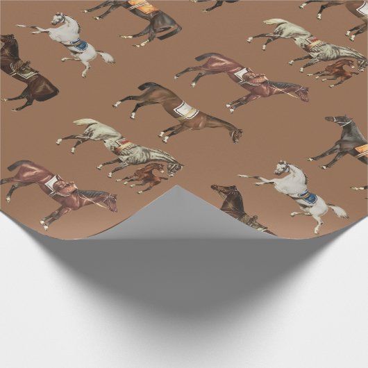 Elegante gezadelde bruine paarden cadeaupapier (Hoek)