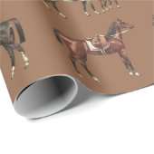 Elegante  gezadelde bruine paarden cadeaupapier (Rol Hoek)