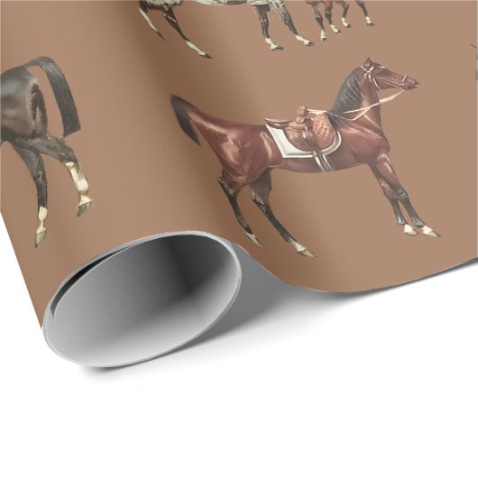 Elegante gezadelde bruine paarden cadeaupapier (Rol Hoek)