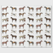 Elegante gezadelde paarden bruin wit cadeaupapier (Vlak)