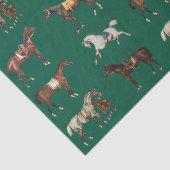 Elegante  gezadelde paarden Hunter Green Tissuepapier (Detail)