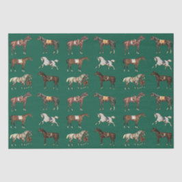 Elegante gezadelde paarden Hunter Green Tissuepapier
