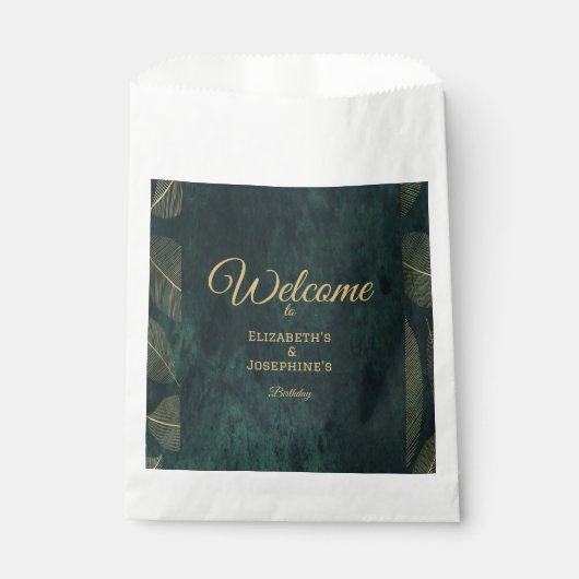 Elegante Gezamenlijke Dubbele Verjaardag Tweeling Bedankzakje (Voorkant)