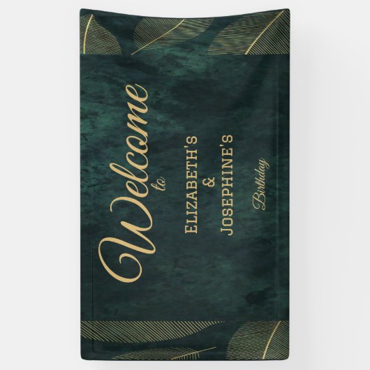 Elegante Gezamenlijke Dubbele Verjaardag Tweeling Spandoek (Verticaal)