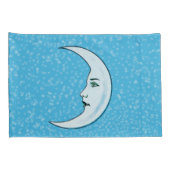 Elegante Gezicht witte Halve Maan Sterren Aqua Bla Kussensloop (Achterkant-Rechts)