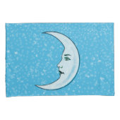 Elegante Gezicht witte Halve Maan Sterren Aqua Bla Kussensloop (Voorkant-Rechts)