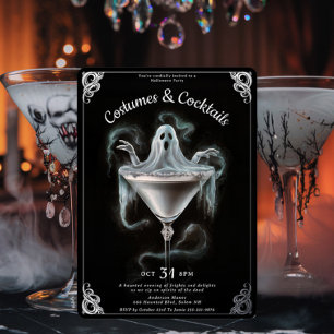 Elegante Ghost Martini Halloween-feest Folie Uitnodiging