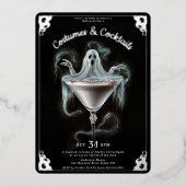 Elegante Ghost Martini Halloween Party Folie Uitnodiging (Voorkant)
