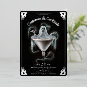 Elegante Ghost Martini Halloween Party Folie Uitnodiging (Staand Voorkant)