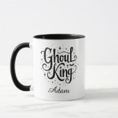 Elegante "Ghoul King" naam Halloween kalligrafie Mok (Links)