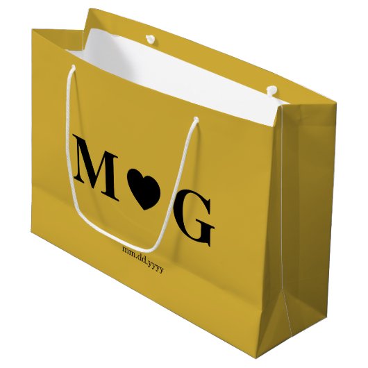 Elegante giftbag met monogram voor koppels groot cadeauzakje (Voorkant Gekanteld)