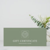 Elegante giftcertificaatvoucher met logo in het gr (Staand voorkant)