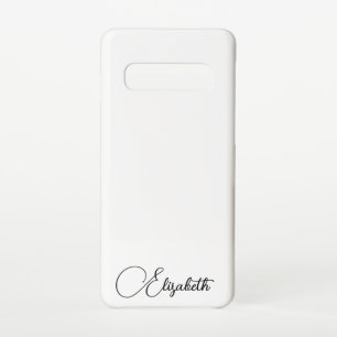 Elegante Giften Monogram Typografie Naam Wit Samsung Galaxy S10 Hoesje