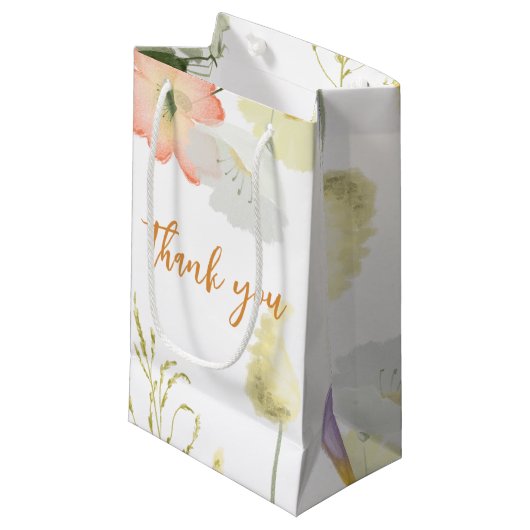 Elegante giftzak met veldboemen voor bruiloftsfavo klein cadeauzakje (Voorkant Gekanteld)