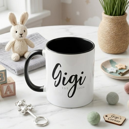 Elegante Gigi Oprichtingsjaar Minimaal Script Ontw Mok
