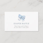 Elegante Gingham Blue Coquette Bow Luier Raffle Informatiekaartje (Voorkant)