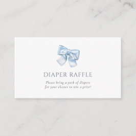 Elegante Gingham Blue Coquette Bow Luier Raffle Informatiekaartje
