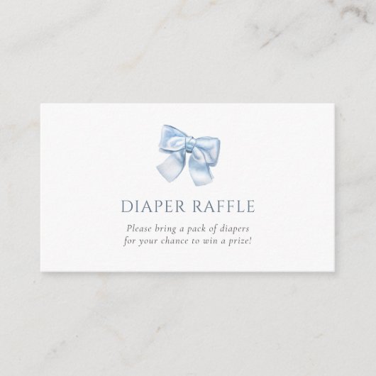 Elegante Gingham Blue Coquette Bow Luier Raffle Informatiekaartje (Voorkant)