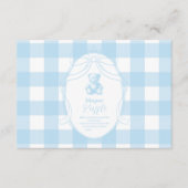 Elegante Gingham Franse Teddibeer Luierspel Informatiekaartje (Voorkant)