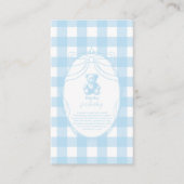 Elegante Gingham Franse Teddy Bear Boeken voor Bab Informatiekaartje (Voorkant)