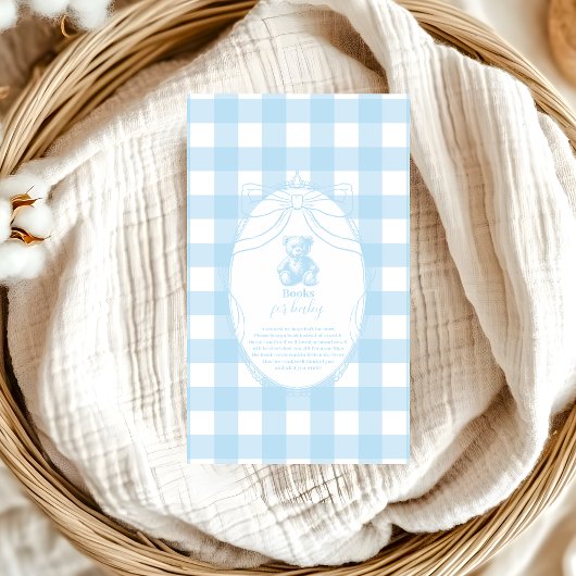 Elegante Gingham Franse Teddy Bear Boeken voor Bab Informatiekaartje