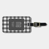 Elegante Gingham Monogram Bagagelabel (Voorkant horizontaal)