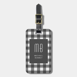 Elegante Gingham Monogram Bagagelabel