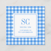 Elegante Gingham Monogram Vierkante Visitekaartje (Achterkant)
