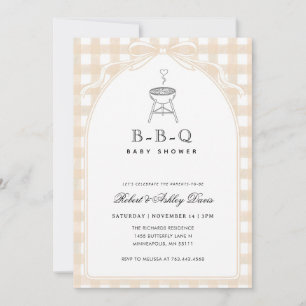Elegante Gingham Strik BBQ Baby Q Baby Shower Kaart