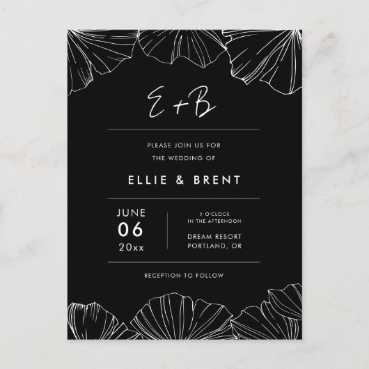 Elegante Ginkgo Biloba bruiloft uitnodiging (Voorkant)