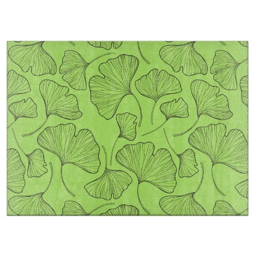 Elegante ginkgo blad glas snijplank (Voorkant)
