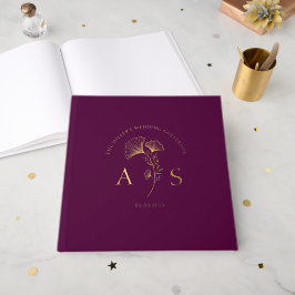 Elegante Ginkgo Bladeren Moerbei Trouwfolie Gastenboek