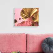 Elegante Ginkgo bladeren roze & goud Canvas Afdruk (Insitu (Woonkamer))