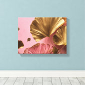 Elegante Ginkgo bladeren roze & goud Canvas Afdruk (Insitu (Houten vloer))