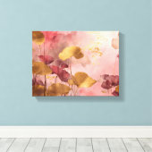 Elegante Ginkgo bladeren roze & goud Canvas Afdruk (Insitu (Houten vloer))