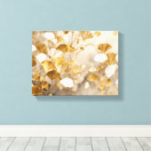 Elegante Ginkgo bladeren wit, beige, goud Canvas Afdruk (Insitu (Houten vloer))