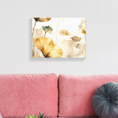 Elegante Ginkgo bladeren wit, beige, goud Canvas Afdruk (Insitu (Woonkamer))