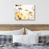 Elegante Ginkgo bladeren wit, beige, goud Canvas Afdruk (Insitu (Slaapkamer))