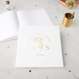 Elegante Ginkgo Bladeren Witte Trouwfolie Gastenboek