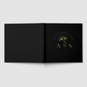 Elegante ginkgo laat bloemige zwarte bruiloft Foli Gastenboek (Volledig)