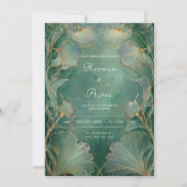 Elegante Ginkgo Leaf Art Nouveau bruiloft Kaart (Voorkant)