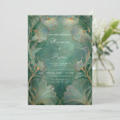 Elegante Ginkgo Leaf Art Nouveau bruiloft Kaart (Staand voorkant)