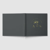 Elegante Ginkgo verlaat Charcoal Grey bruiloft Fol Gastenboek (Volledig)