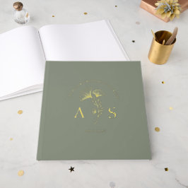 Elegante Ginkgo verlaat Sage Green Wedding Folie Gastenboek