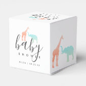 Elegante Giraffe Olifant Baby Shower Bedankdoosjes (Achterkant)
