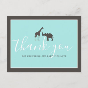 Elegante Giraffe Olifant Baby Shower Bedankt Briefkaart