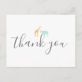 Elegante Giraffe Olifant Baby Shower Bedankt Briefkaart