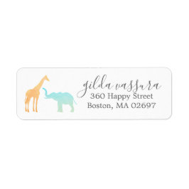 Elegante Giraffe Olifant Baby Shower Etiket