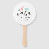 Elegante Giraffe Olifant Baby Shower Handwaaier (Voorkant)